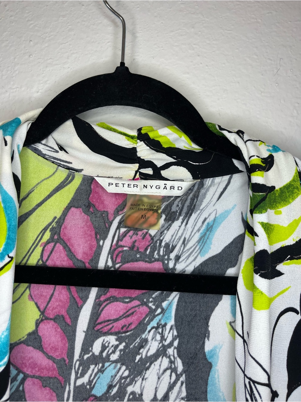 Peter Nygard Multicolor Abstract Print Shirt - White, Black, Pink, Green, Blue - Picture 2 of 2